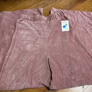 Free People Dusty Pink Ribbed Wide Leg Pants